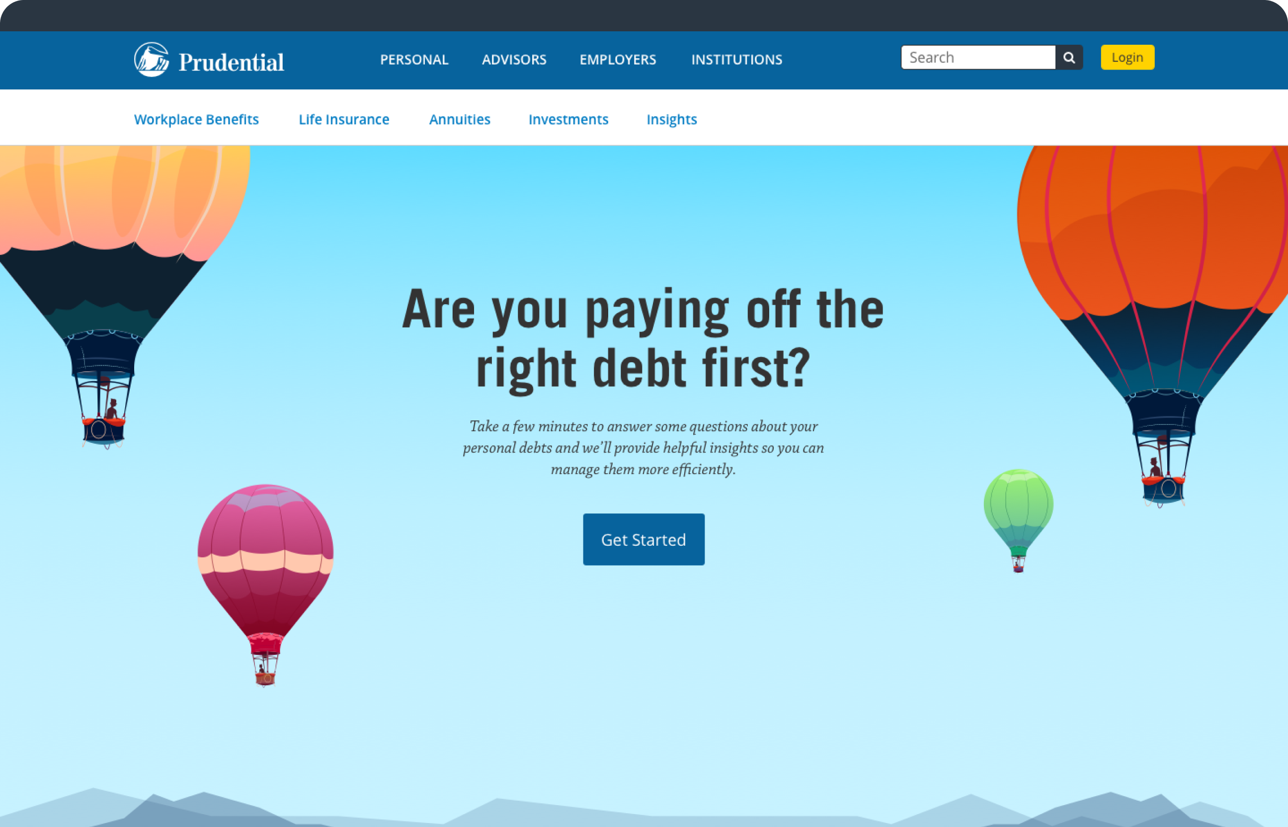 debt tool landing page mockup