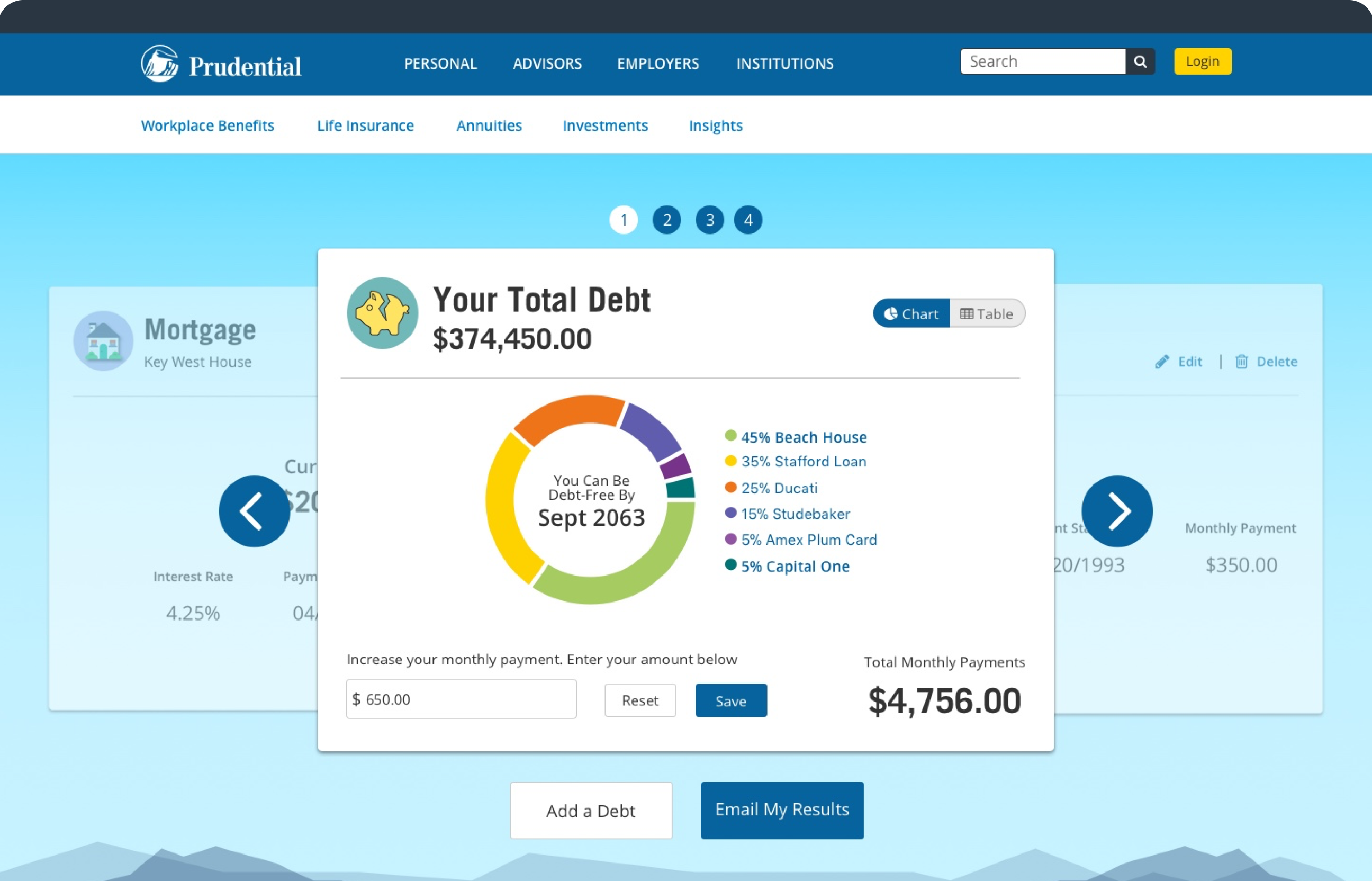 debt tool results mockup